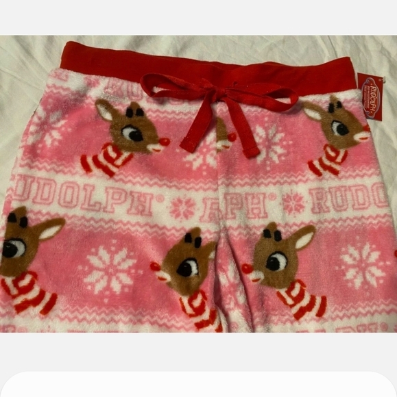 Rudolph Red Nosed Reindeer Womens Pink Fleece XL - Picture 2 of 5